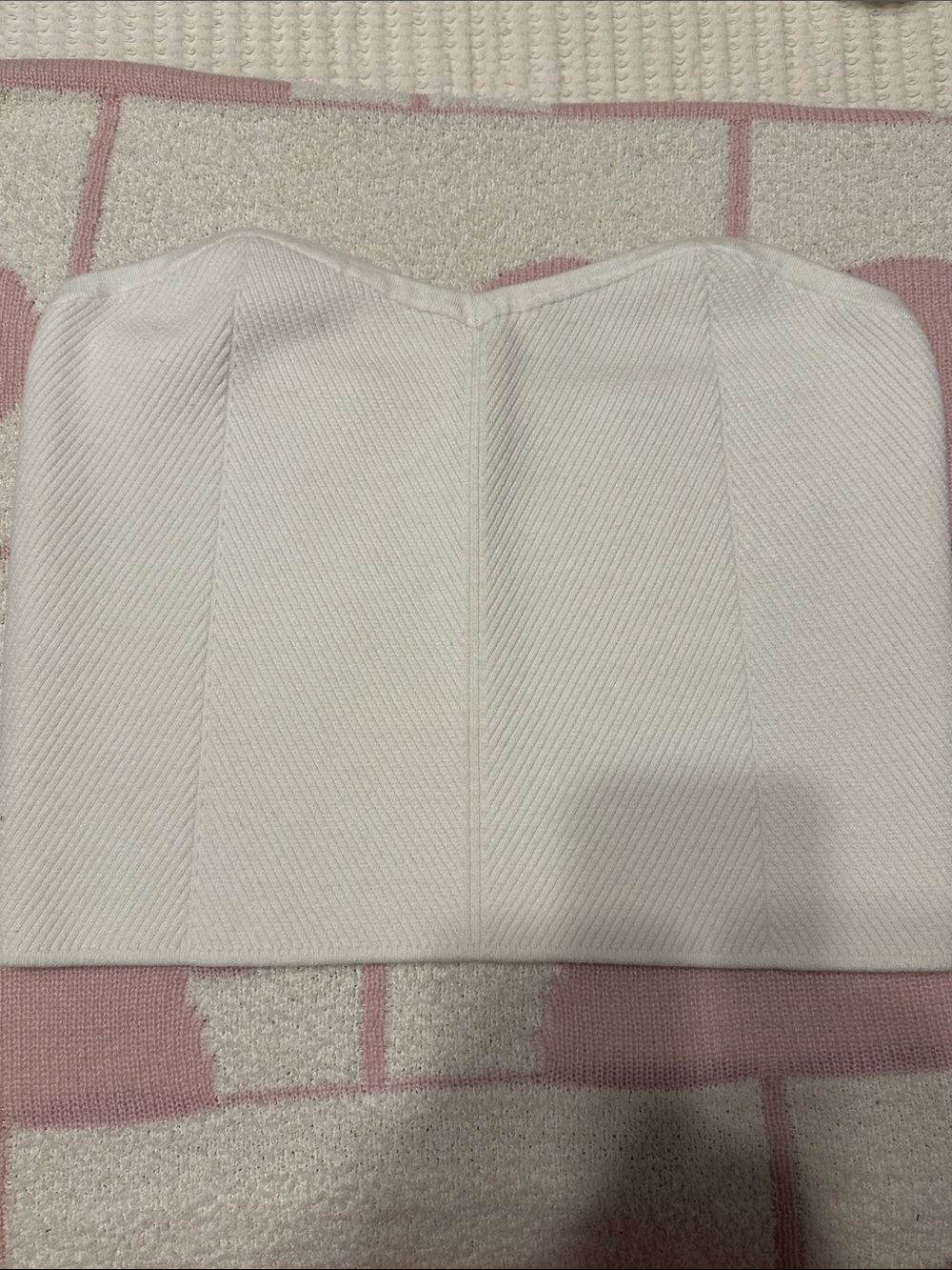 aerie White Strapless Ribbed Crop Top